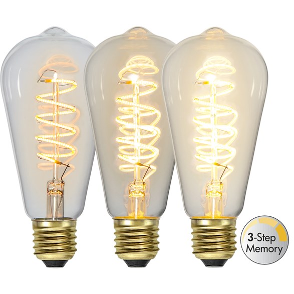 LED-lampa E27 edison Decoled Spiral Clear 3-stegsdimmer 4W