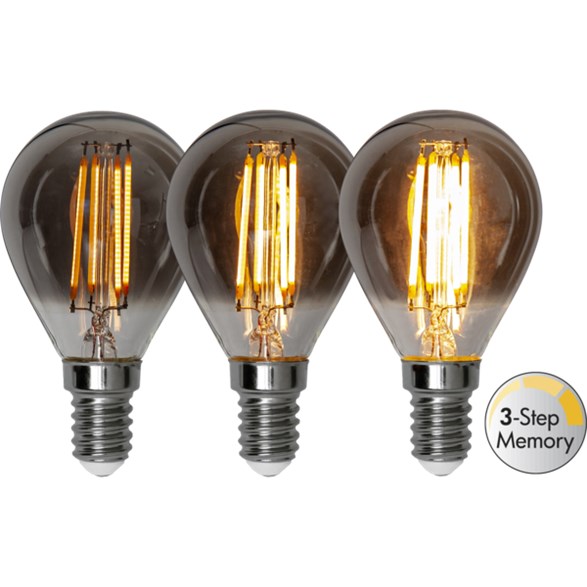 LED-lampa E14 klot 2,9W Soft Glow Smoke 3-Step Memory