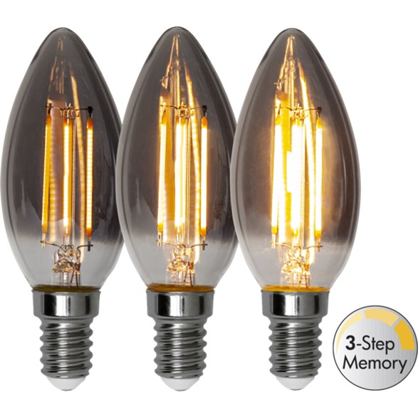 LED-lampa E14 kronljus 2,9W Soft Glow Smoke 3-Step Memory