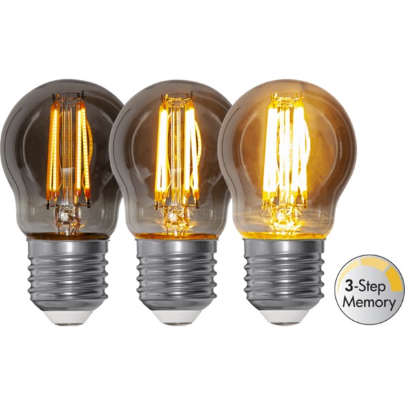 LED-lampa E27 klot 2,9W Soft Glow Smoke 3-Step Memory