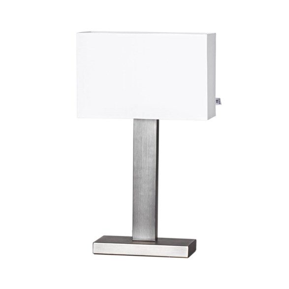 Prime bordslampa, Borstad stål/vit skärm 47cm
