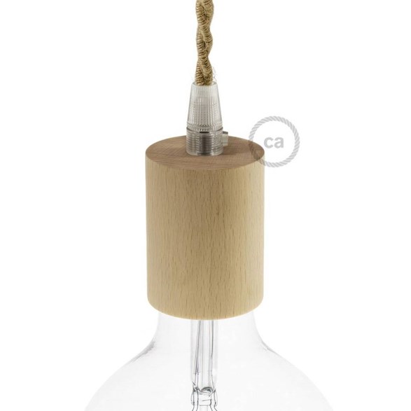 Kit lamphållare E27 i trä