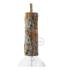 Lamphållare E27 i trä med bark - Large