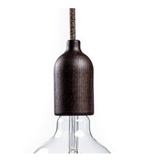 Lamphållare E27 i trä med dold dragavlastare