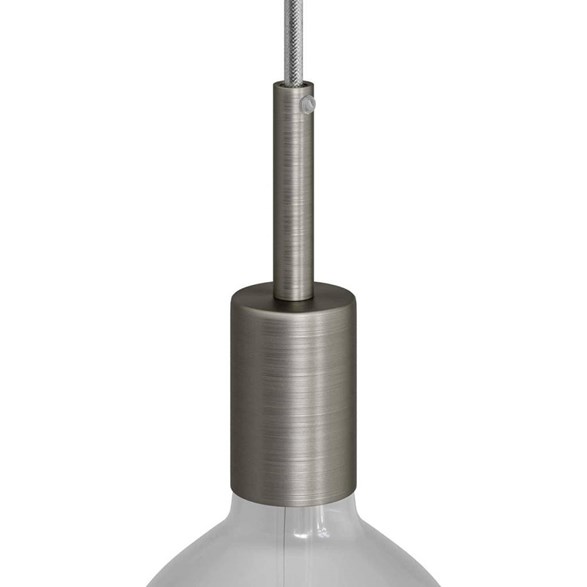 Cylindrisk lamphållare E27 i metall med 7 cm lång dravaglastare