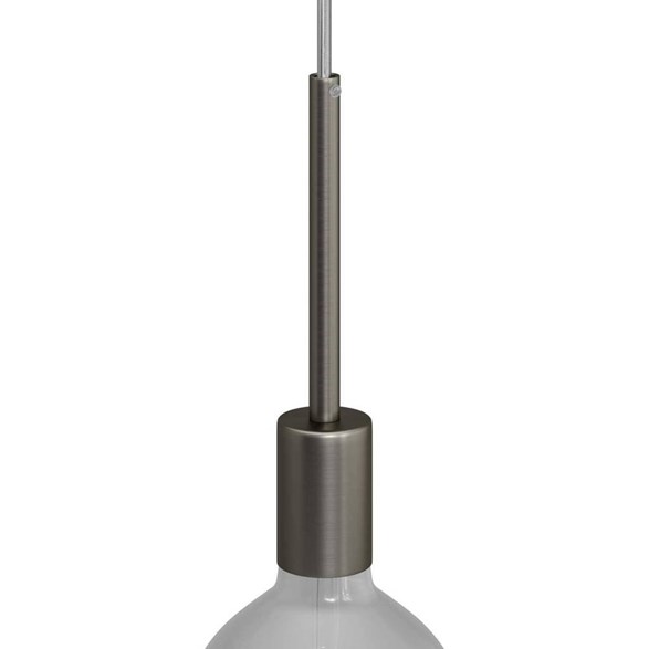 Cylindrisk lamphållare E27 i metall med 15 cm lång dravaglastare