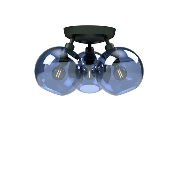 Gloria plafond D330 svartstrukt/blått glas E14