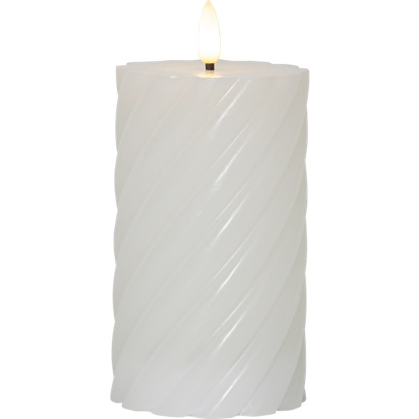 Led Blockljus Flamme Swirl, Vit