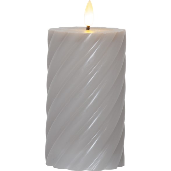 Led Blockljus Flamme Swirl, Grå