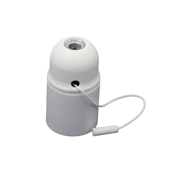 Lamphållare termoplast E27 drag vit slät