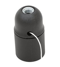 Lamphållare termoplast E27 drag svart slät