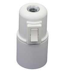 Lamphållare termoplast E27 vit slät vippströmbrytare