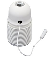 Lamphållare termoplast E27 drag vit gängad