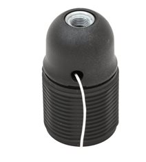 Lamphållare termoplast E27 drag svart gängad