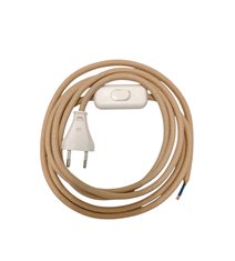 Sladdställ Textil 2,5m med brytare Ljusbeige/Vit/Vit