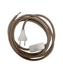 Sladdställ Textil 2,5m med brytare, Natur/Vit/Vit