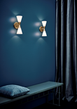 Harlekin vägglampa Duo mässing E14