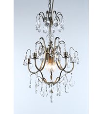 Kristallkrona Charlotte 5-Arm Liten Antikmässing 40cm