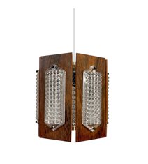 Taklampa Bruno, trä/glas