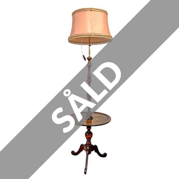Golvlampa med Bord Trä & Mässing, 160 cm