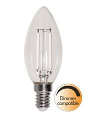 LED-lampa E14 kronljus Clear, 2W(25W), vitt filament