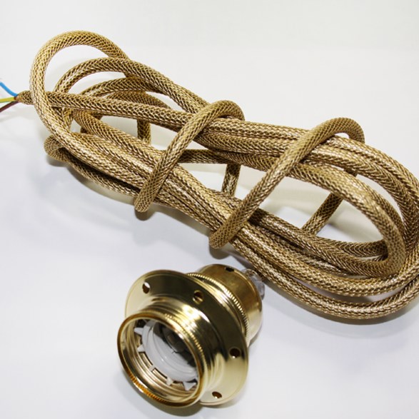 Upphäng E27 jordad, mässing/guld 3m