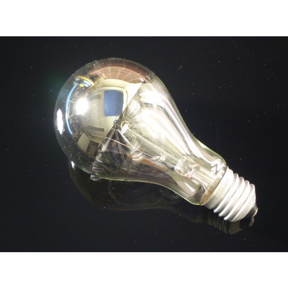 Glödlampa normal E27, 100W toppförspeglad silver