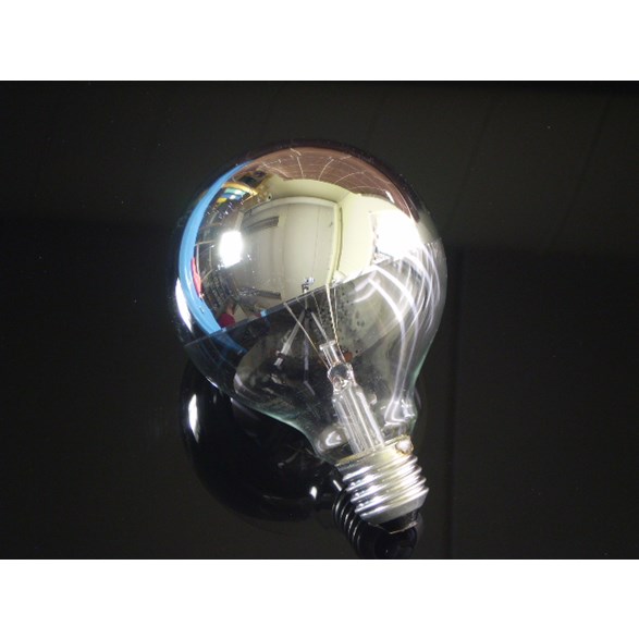 Glödlampa glob E27, 60W toppförspeglad silver