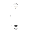 PH 3 1/2-2 1/2 golvlampa, svart metalliserad/opalglas 130cm