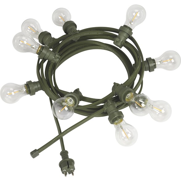 Bright light string 10 m. ljuskällor, grön/klar 7m