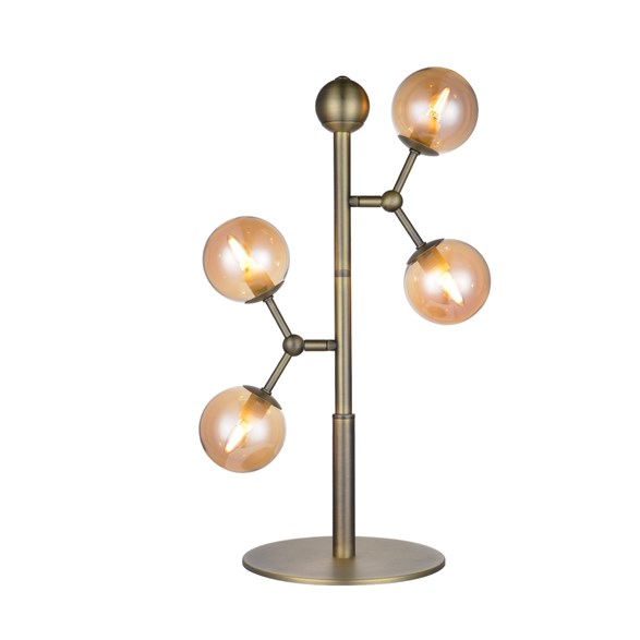 Atom bordslampa, amber/antik mässing