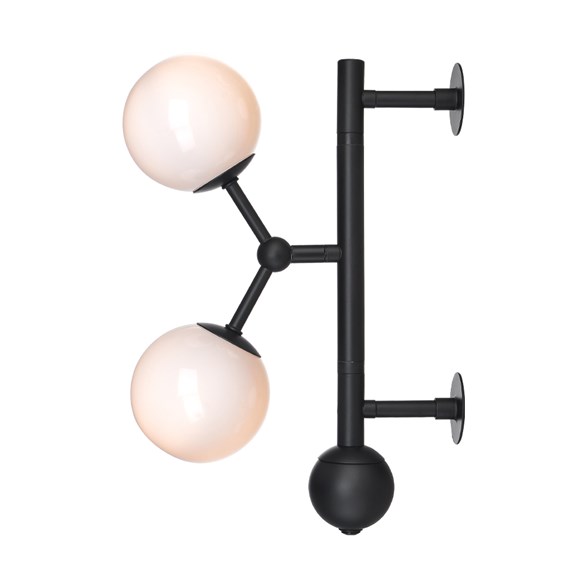 Atom vägglampa, opal/svart