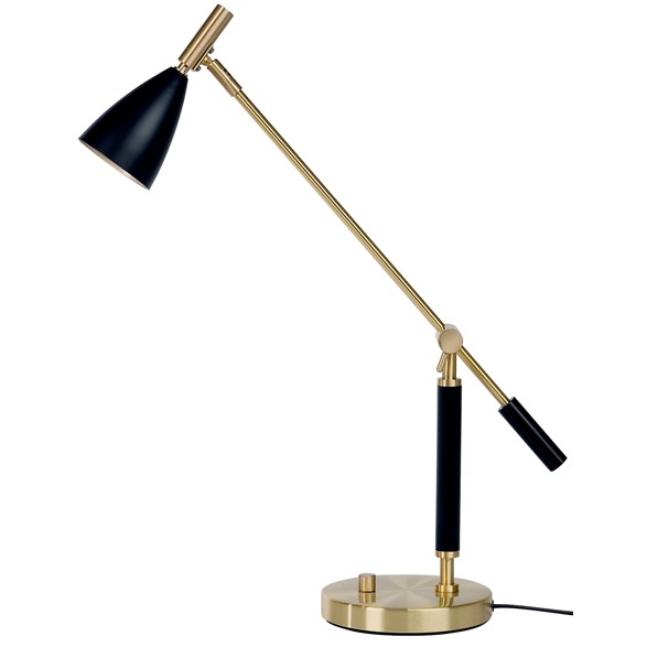 Frank 2.0 bordslampa LED, mattsvart/mässing 46cm