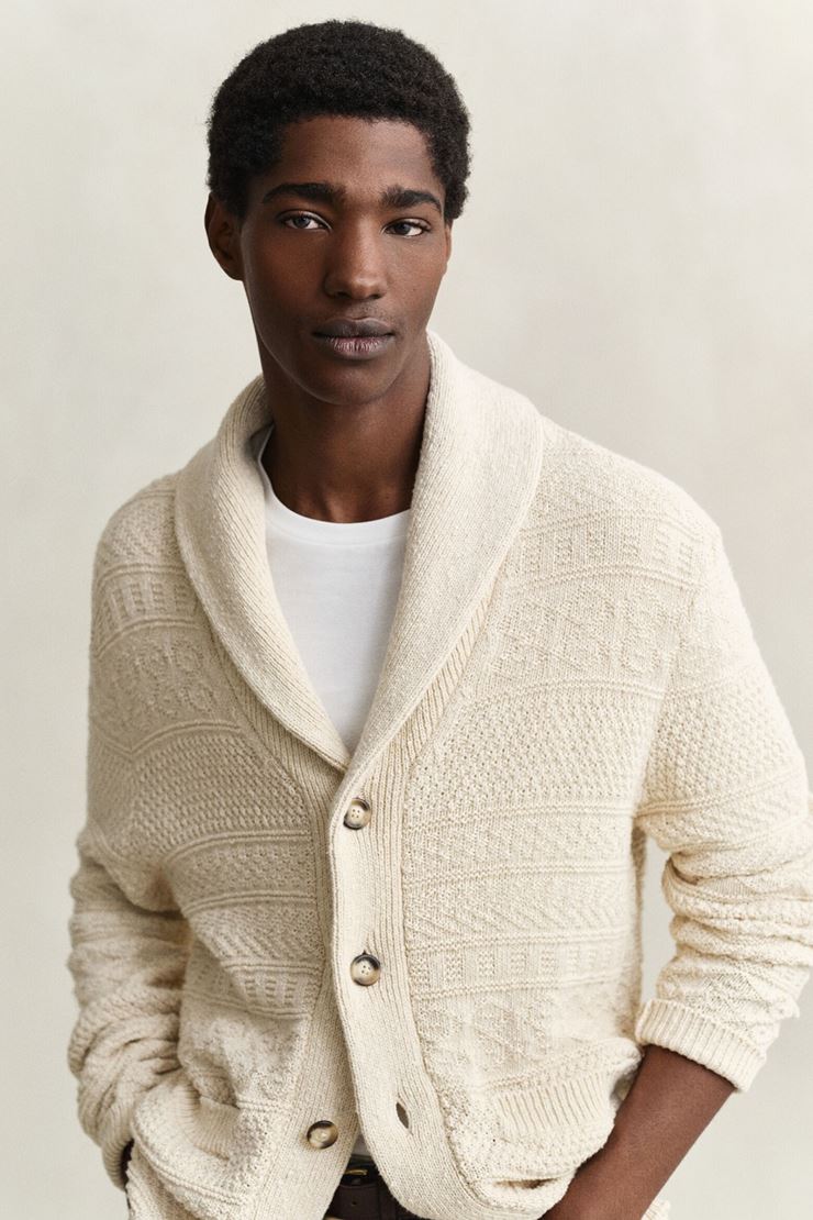 COTTON LINEN TEXTURED CARDIGAN