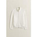 COTTON TEXTURE ZIPPED CARDIGAN