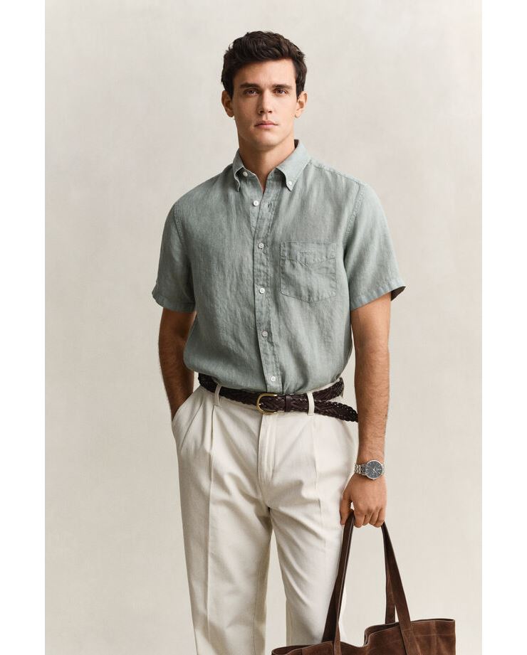 REG GMNT DYED LINEN SS SHIRT