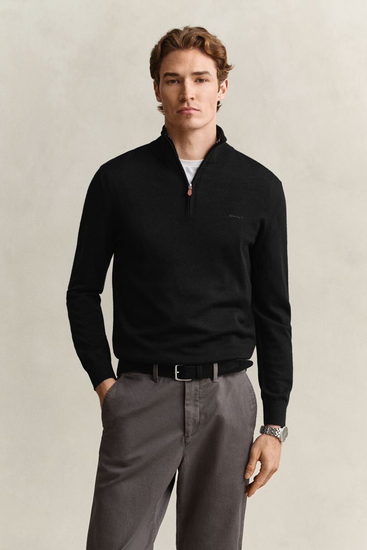 EXTRAFINE MERINO WOOL HALF ZIP
