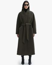 House of Dagmar Oversize Belted Coat Moss Green