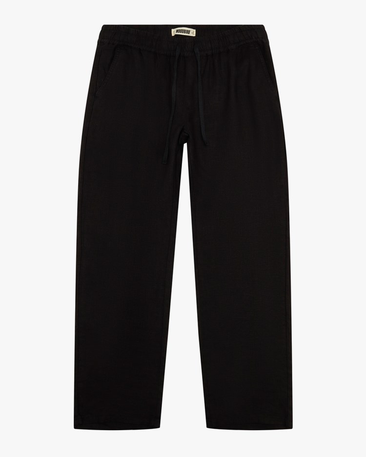 Woodbird Eik Linen Pant Black