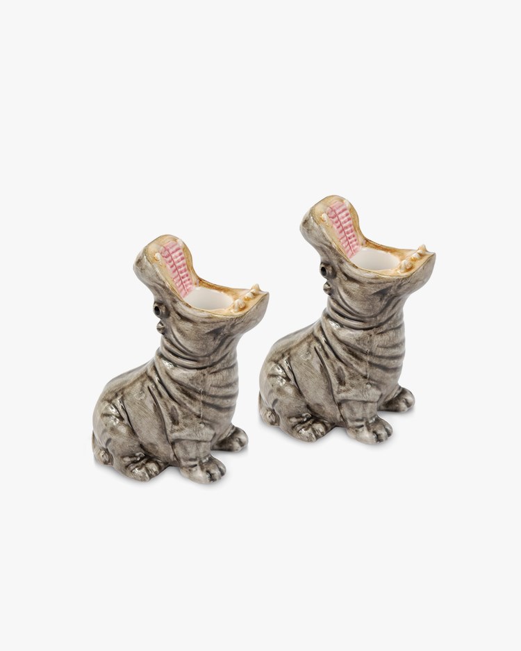 Donkey Hungry Hippo Candle Holder 2-Pack Grey