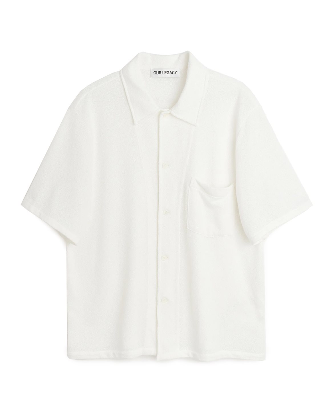 OUR LEGACY ✦ BOX SHIRT｜SHORTSLEEVE 『48』 Our Legacy - Box Shirt Shortsleeve Black Crochet Weave