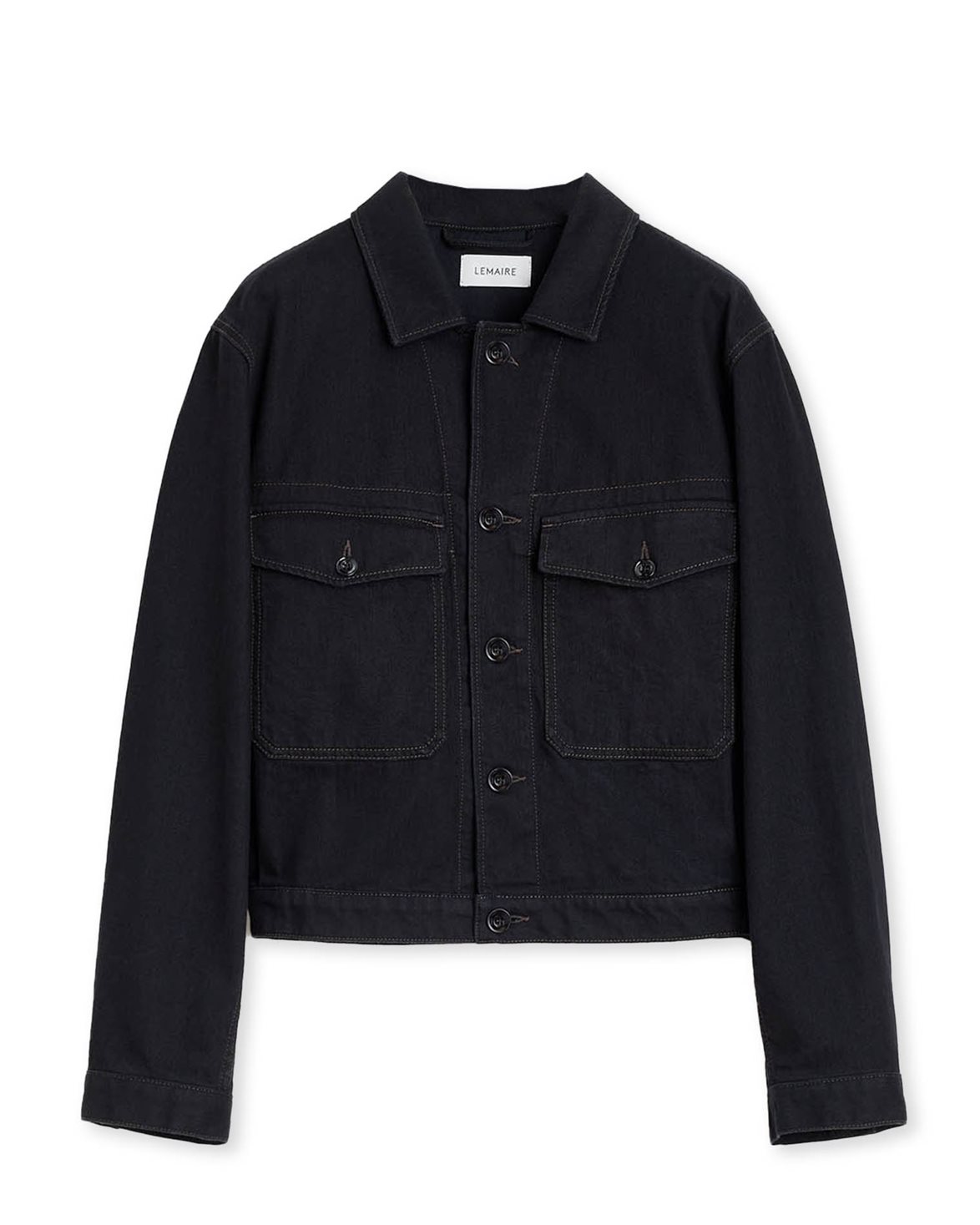 ジャケット・アウター Lemaire Black Denim Trucker Jacket LEMAIRE: Black Denim Trucker Jacket | SSENSE