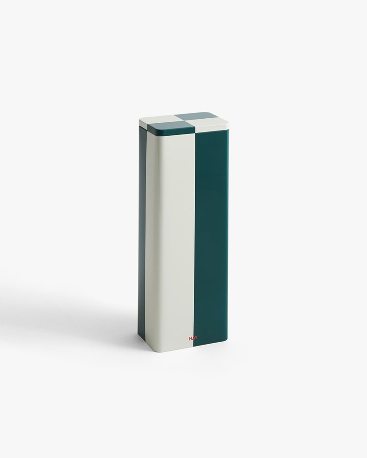 Hay Tin Container Slim Green Off White