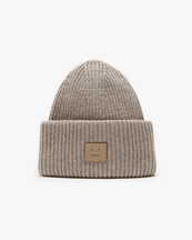 Acne Studios Large Face Logo Beanie Greige Melange