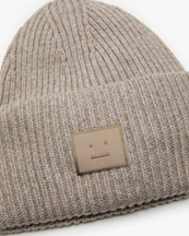 Acne Studios Large Face Logo Beanie Greige Melange