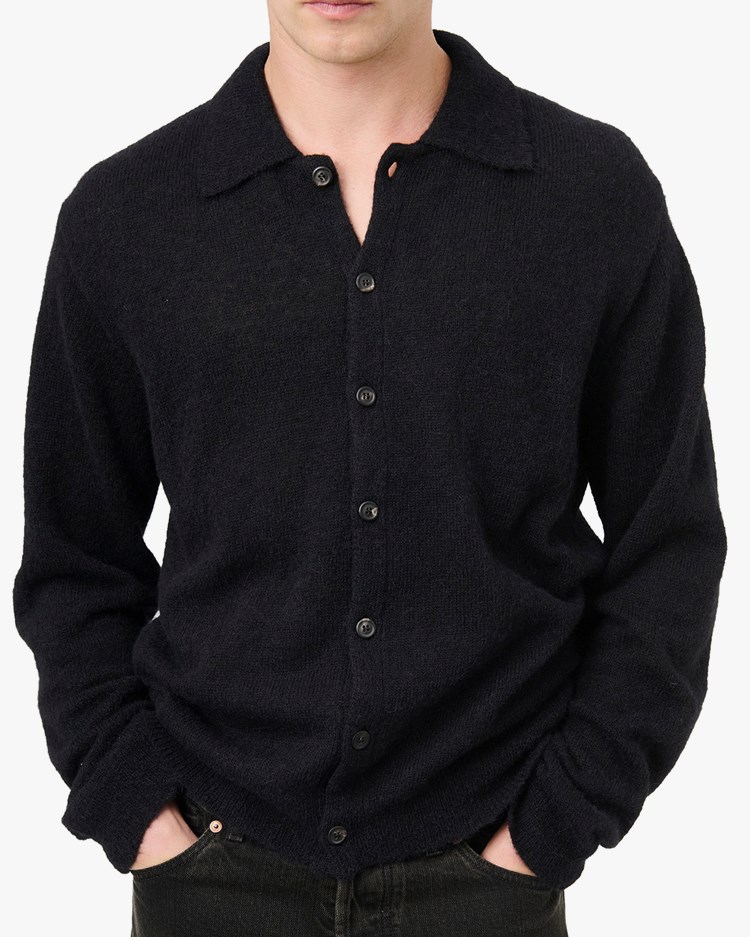 トップス Our Legacy evening polo 50 black Our Legacy Evening Polo Black Fuzzy Alpaca