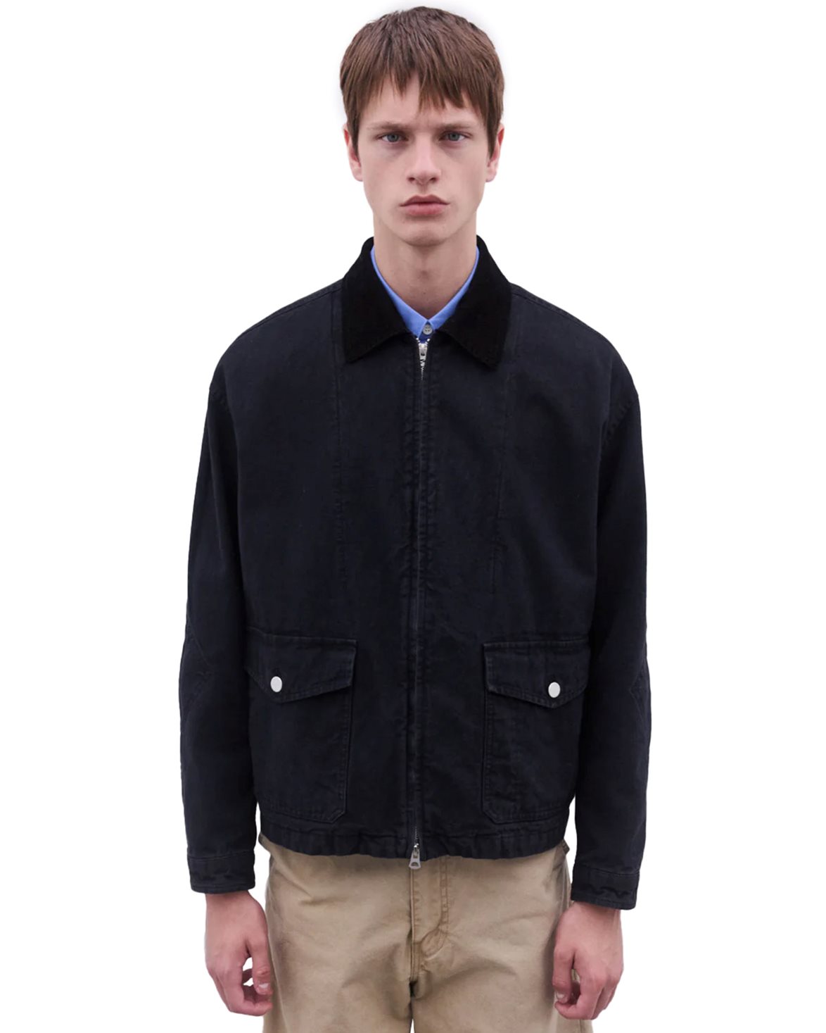 Comme des Garçons Homme Garment Dyed Cotton Zip Jacket Black