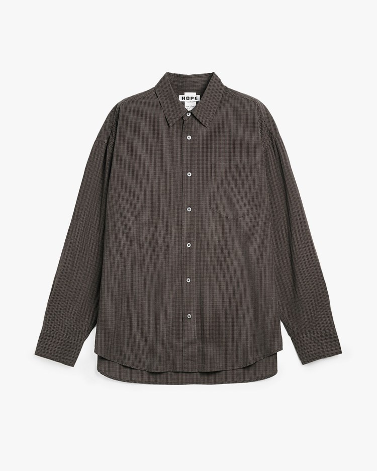 Hope Room Shirt Warm Grey Micro Check