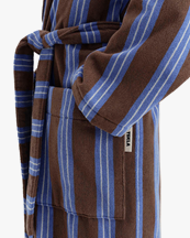 Tekla Terry Hooded Bathrobe Chestnut Stripes