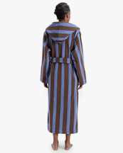Tekla Terry Hooded Bathrobe Chestnut Stripes